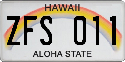 HI license plate ZFS011