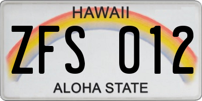 HI license plate ZFS012
