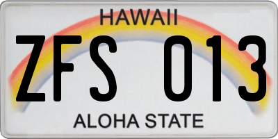 HI license plate ZFS013