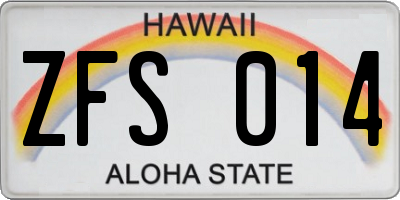 HI license plate ZFS014