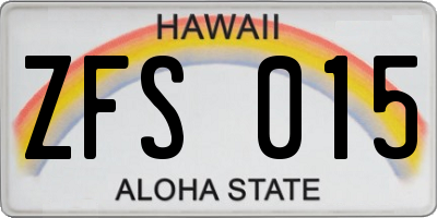 HI license plate ZFS015