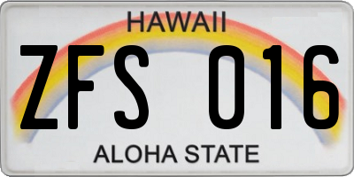 HI license plate ZFS016
