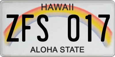 HI license plate ZFS017