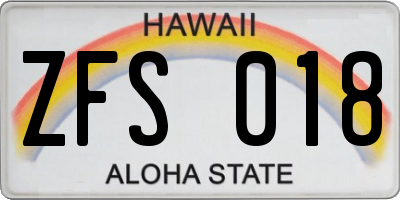 HI license plate ZFS018