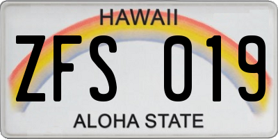 HI license plate ZFS019