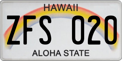 HI license plate ZFS020