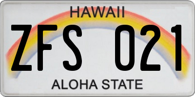 HI license plate ZFS021