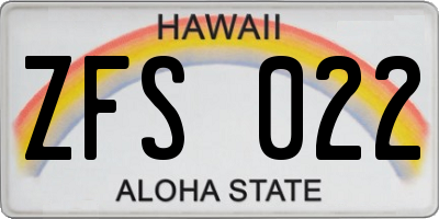 HI license plate ZFS022