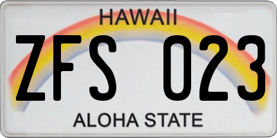 HI license plate ZFS023