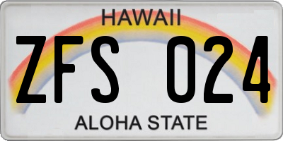 HI license plate ZFS024