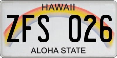 HI license plate ZFS026