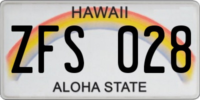 HI license plate ZFS028