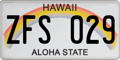 HI license plate ZFS029