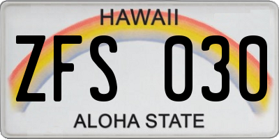 HI license plate ZFS030