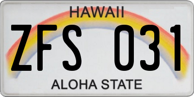 HI license plate ZFS031