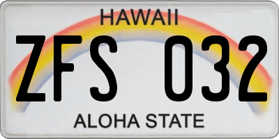 HI license plate ZFS032