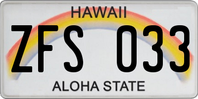 HI license plate ZFS033