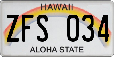 HI license plate ZFS034