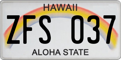 HI license plate ZFS037