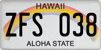 HI license plate ZFS038