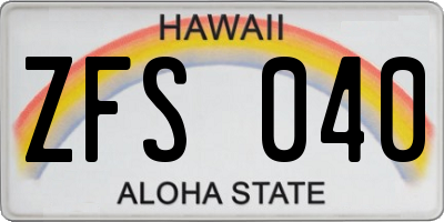 HI license plate ZFS040