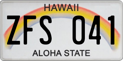 HI license plate ZFS041