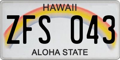HI license plate ZFS043