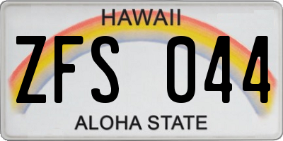 HI license plate ZFS044