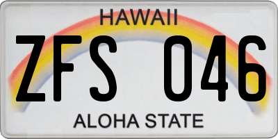 HI license plate ZFS046