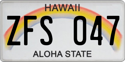 HI license plate ZFS047