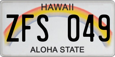 HI license plate ZFS049