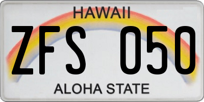 HI license plate ZFS050