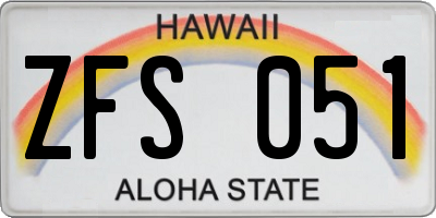 HI license plate ZFS051