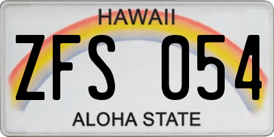 HI license plate ZFS054