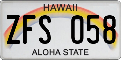 HI license plate ZFS058