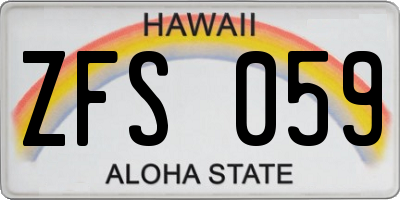 HI license plate ZFS059