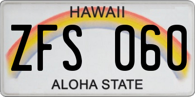HI license plate ZFS060