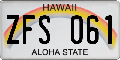 HI license plate ZFS061