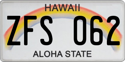 HI license plate ZFS062