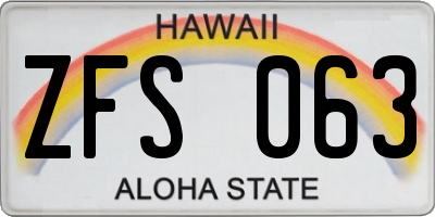 HI license plate ZFS063