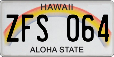 HI license plate ZFS064