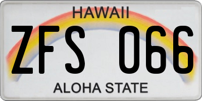 HI license plate ZFS066