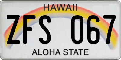 HI license plate ZFS067