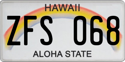 HI license plate ZFS068