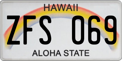HI license plate ZFS069