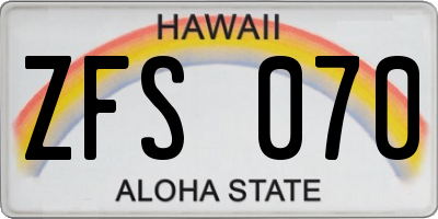 HI license plate ZFS070