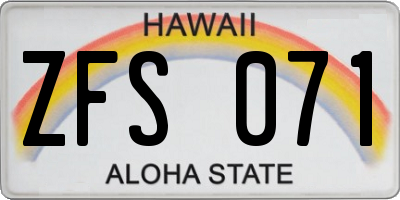 HI license plate ZFS071