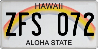 HI license plate ZFS072