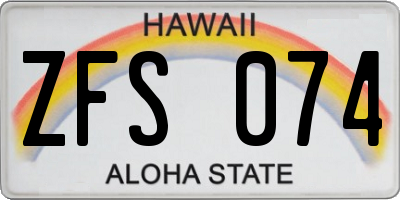 HI license plate ZFS074