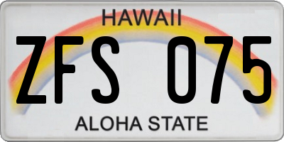 HI license plate ZFS075